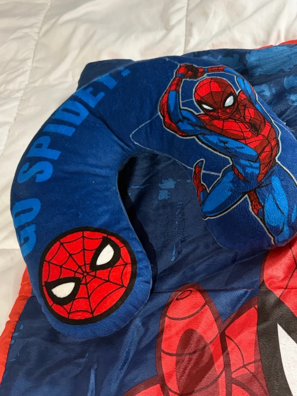 Marvel Spider-Man Sleeping Bag + Neck Pillow Bundle Red, Blue, Black